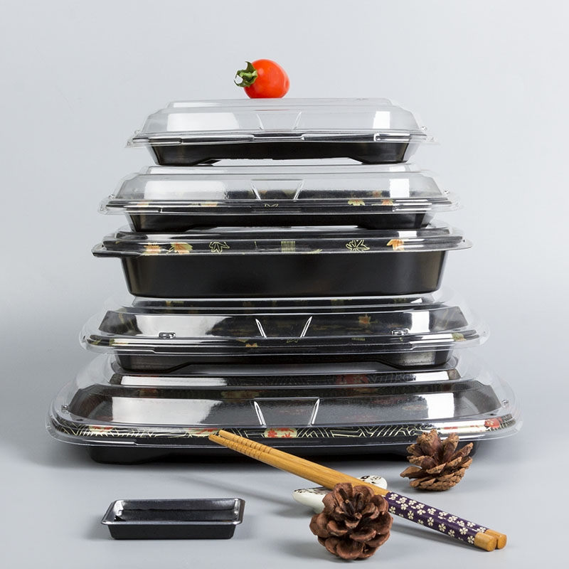 Recyclable Square Plastic Sushi Tray Food Packaging Box Take Away Food Container