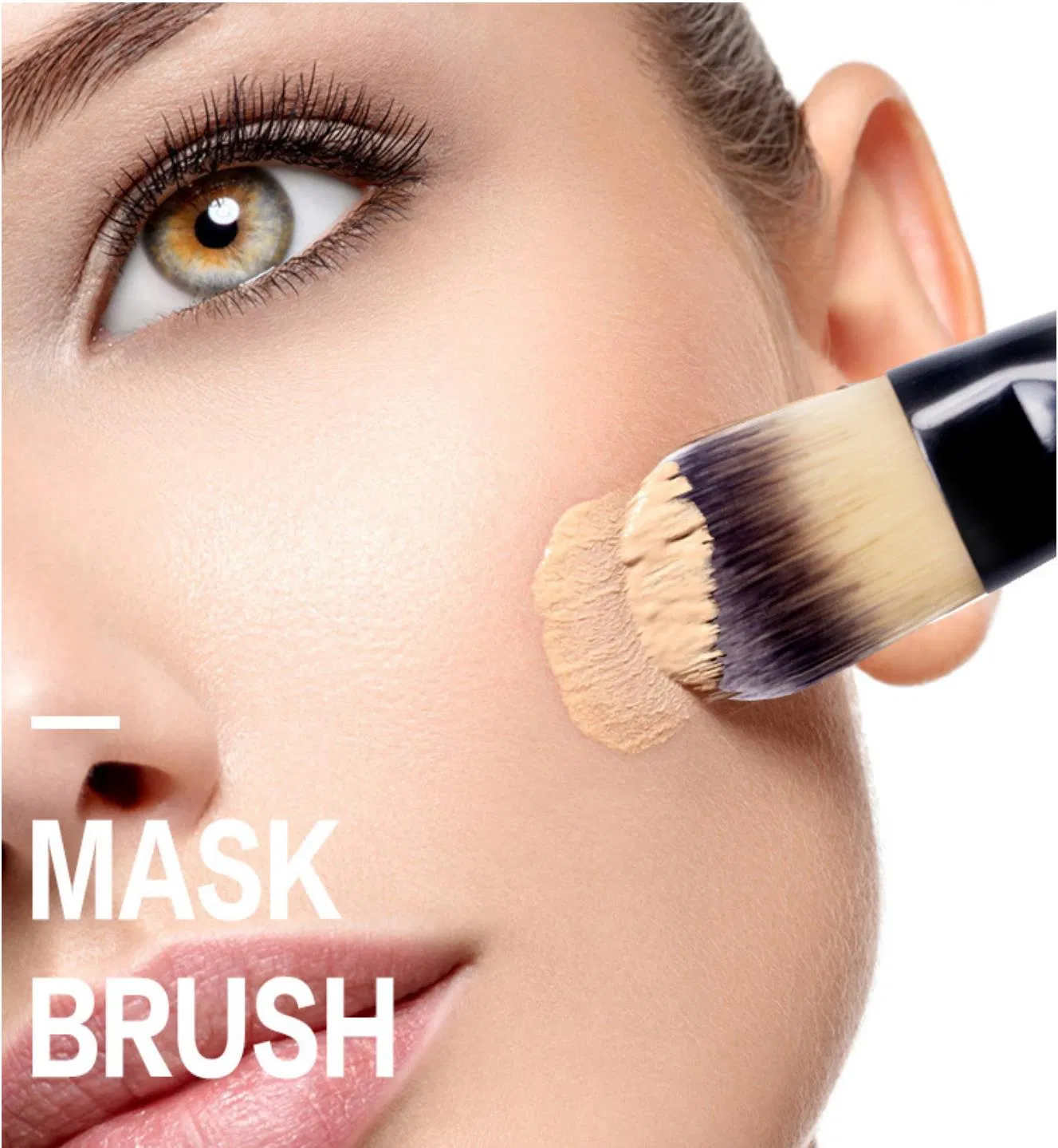 Wholesale Black Wood Handle Angled Concealer Brush Facial Mask Brush Makeup Foundation Brush