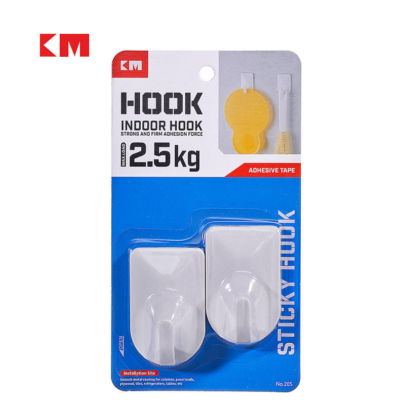 Km205 White Adhesive No Punch Hook Bathroom Kitchen