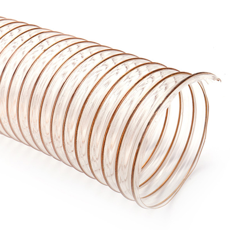 Flexible Plastic Air Duct Cleaning Tubing Transparent PU Steel Wire Duct Hose
