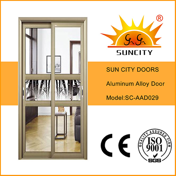 Black Walnut Sliding Aluminum Glass Door for Bathroom (SC-AAD078)