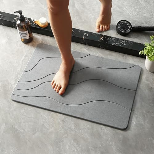 Stone Bath Mat Dries Quickly Non-Slip Diatomaceous Earth Bath Mats for Bathroom Super Absorbent Stone Shower Mat
