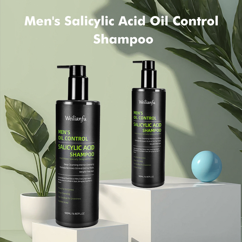 Men's Salicylic Acid Oily Hair Control, Refreshing Scalp Cleanser Hair Shampoo and Conditioner Volume-Boosting Formula for Light and Bouncy Hair Care