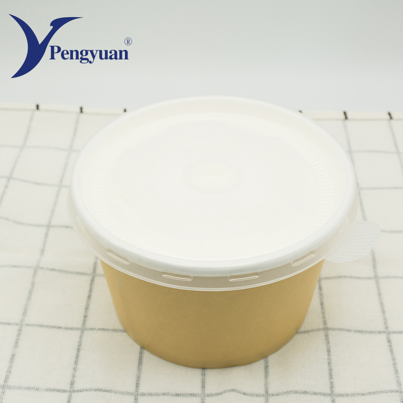 Customized Disposable Kraft Paper Salad Bowl with Lid