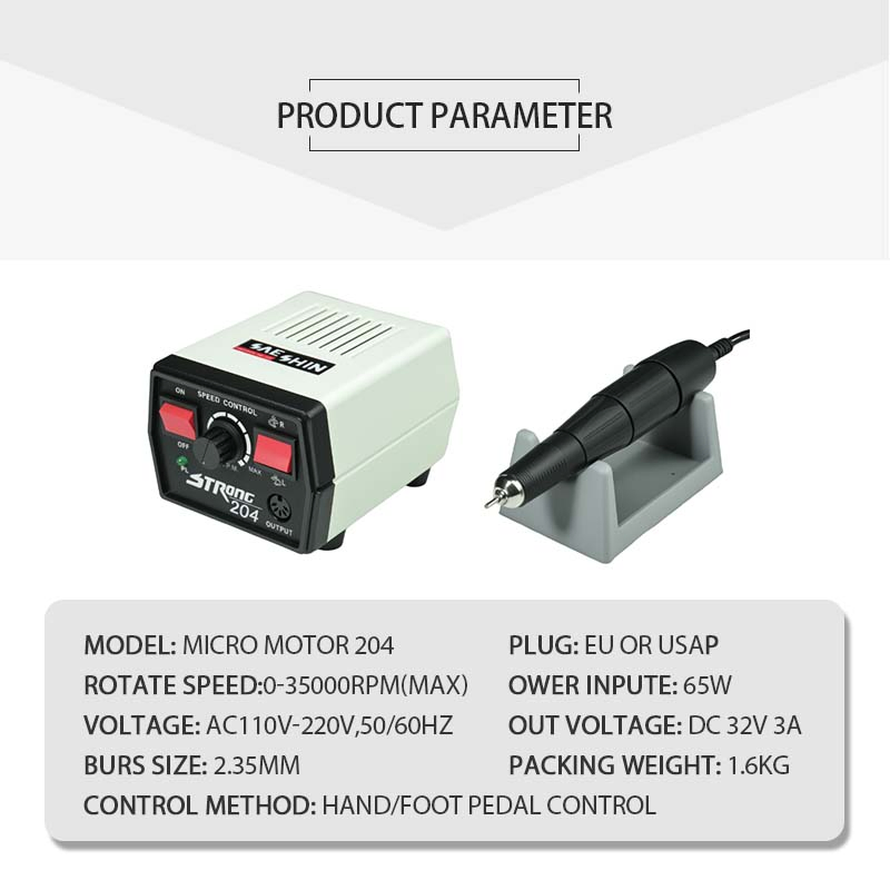 Korea Micromotor Strong 204 Manicure Supplies Polishing Polisher Machine Professional Nail Drill