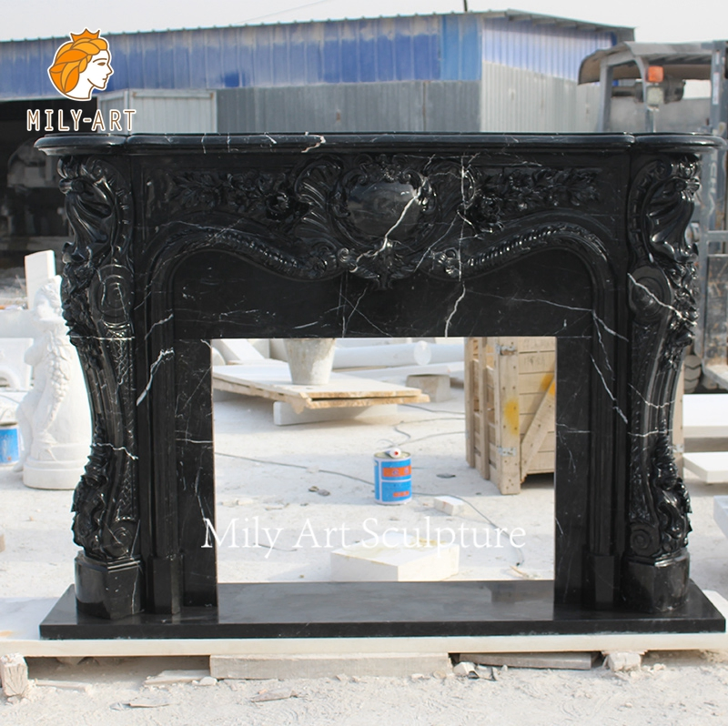 Hand-Caved Decorative Indoor French Fireplace Marble Fireplace for Home