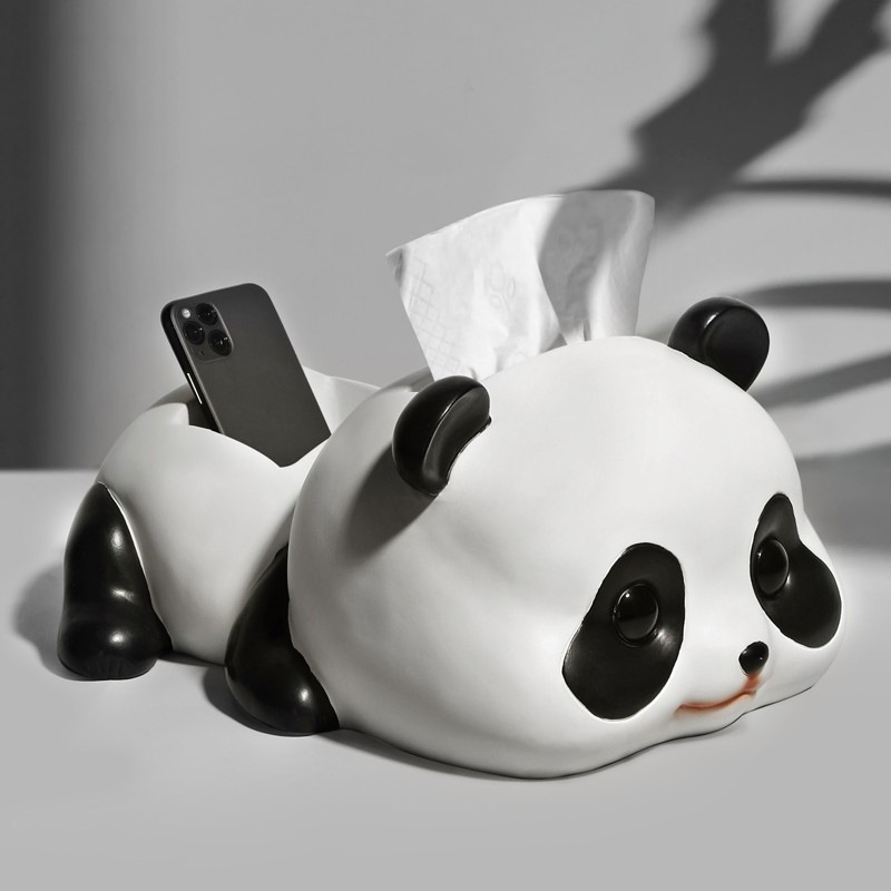Resin Panda Shape Tissue Paper Box Tabletop Multifunction Tissue Boxes