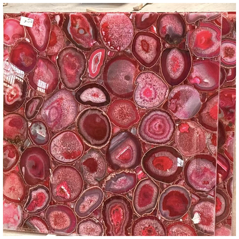 Semi-Precious Red Agate Gemstone Backlit Floor and Wall Tiles