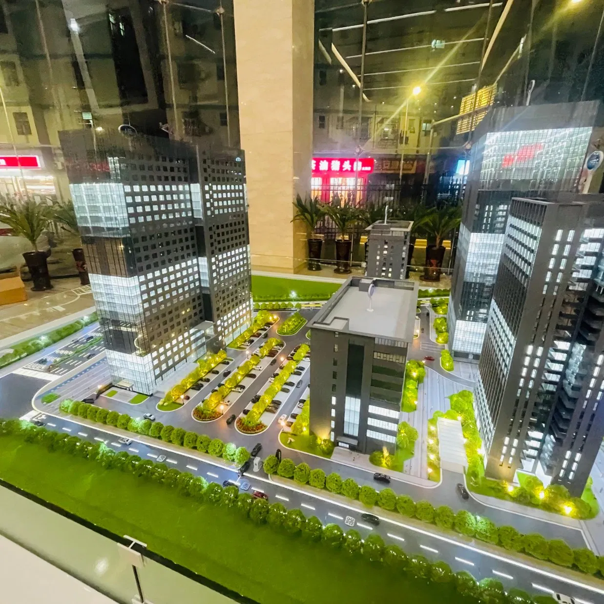 3D High-End Industrial Zone Design Scale Model with Lighting Display