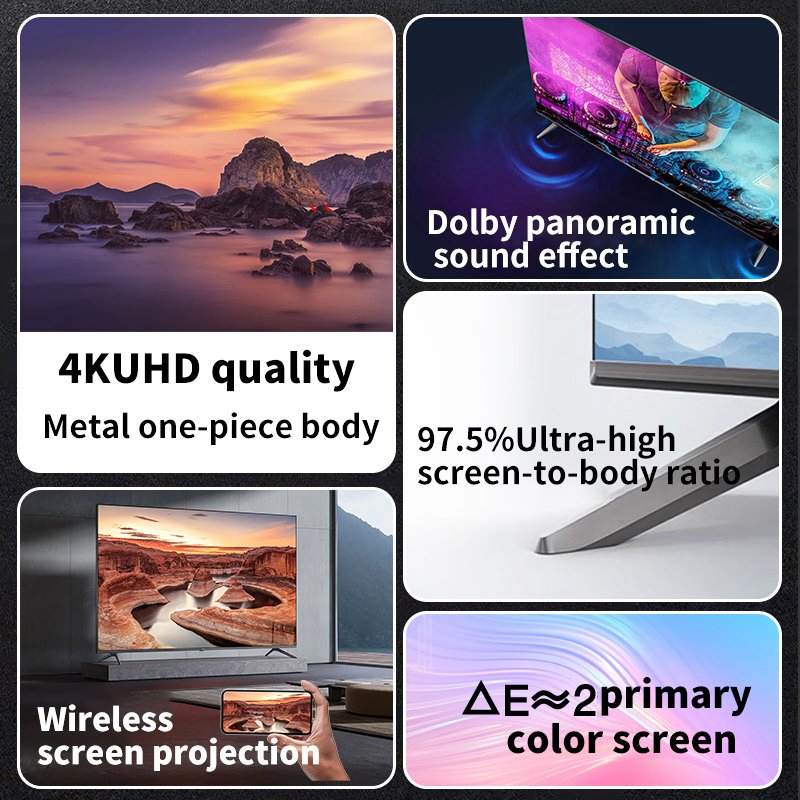 Безрамочный телевизор 50 дюймов UHD Smart TV