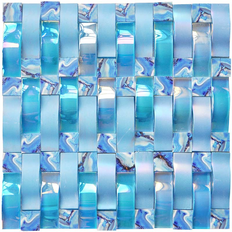 Vaulted Shape Cambered Crystal Glass Mosaic Flooring Tiles