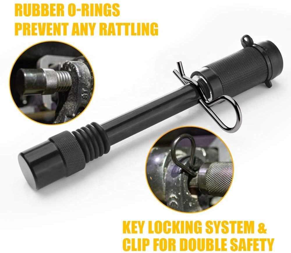 Pin Set 5/8 and 1/2 Inch Black Trailer Hitch Pin Lock Set