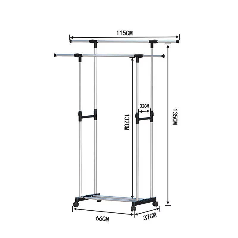 Hot Selling Simple Retractable Clothes Hanger Outdoor Movable Multifunctional Coat Rack Single Tier Drying Rack