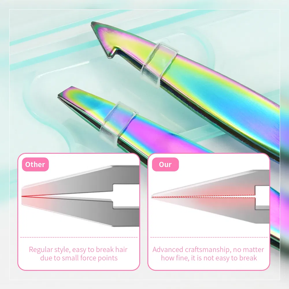 Stainless Steel Slanted Tips Eyelash Beauty Tools Wholesale Squared Eyebrow Tweezers