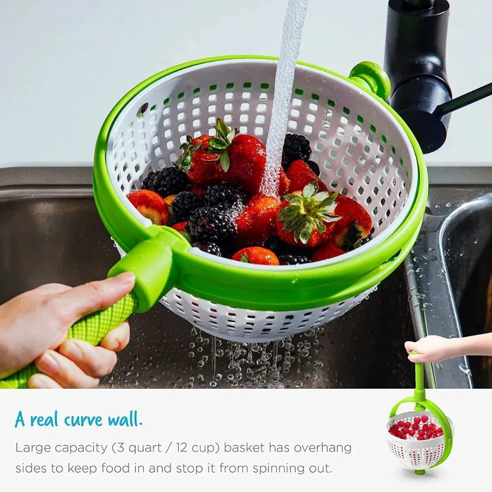 Washing Basket Rotating Vegetable with Handle for Kitchen Tool Wbb21058