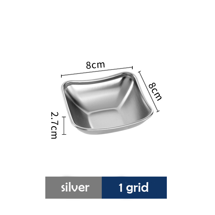 Metal 304 Stainless Steel Divided Plate Kitchen Snack Sauce Plates
