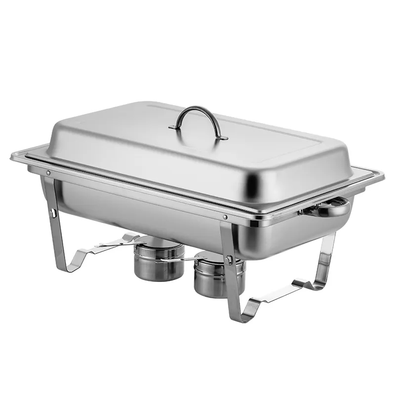 OEM Chafing Dish Buffet Set 9.5qt Stainless Steel Rectangular Chafers Food Warmer Sets for Catering, Foldable