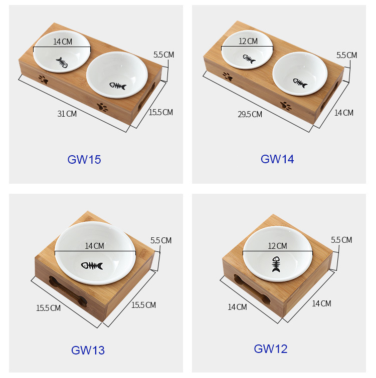 Amazon Hot Selling Wholesale Printed White Custom Marble Ceramic Cat Pet Dog Bowl Bamboo Dog Bowl