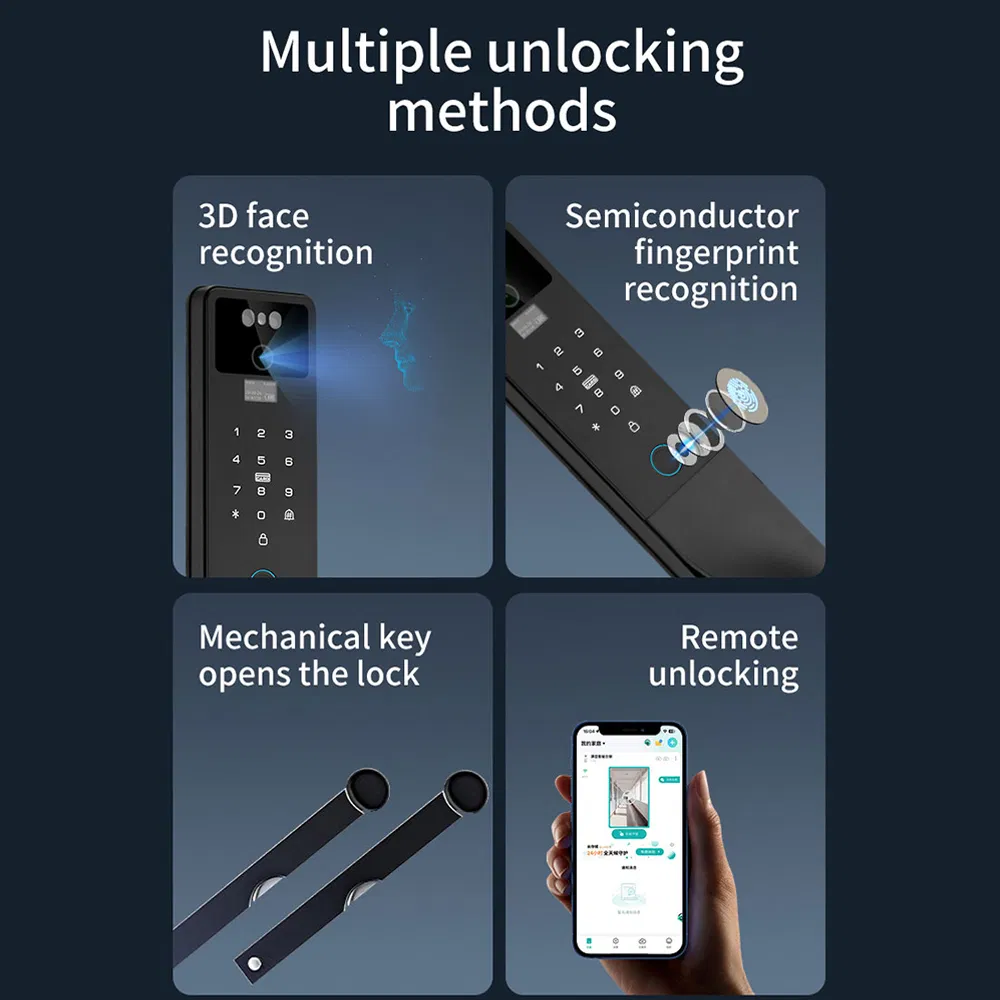 3D Face Palm Vein Recognition Biometric Fingerprint Intelligent Digital Keyless Video Intercom Smart Door Lock with Camera
