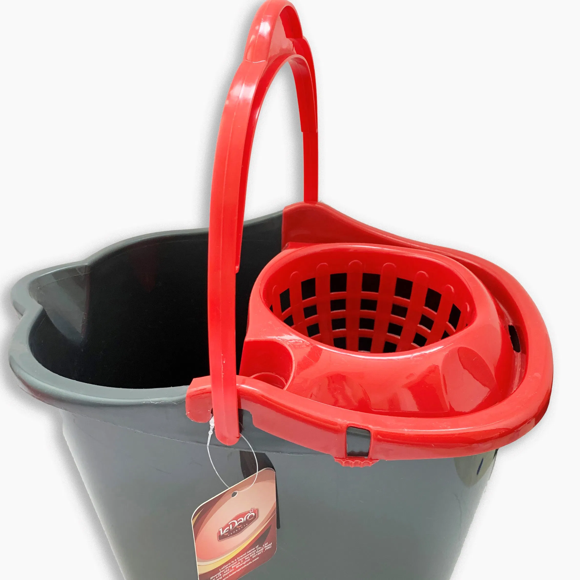 Quick Wring Bucket Floor Cleaning with Handle Plastic Floor Wringer Silver 15L Mop Bucket