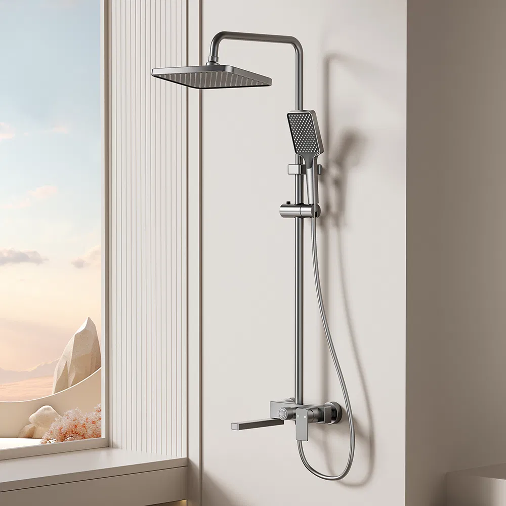 Space Aluminum Bathroom Shower Set with Metal Boost Spray Gun