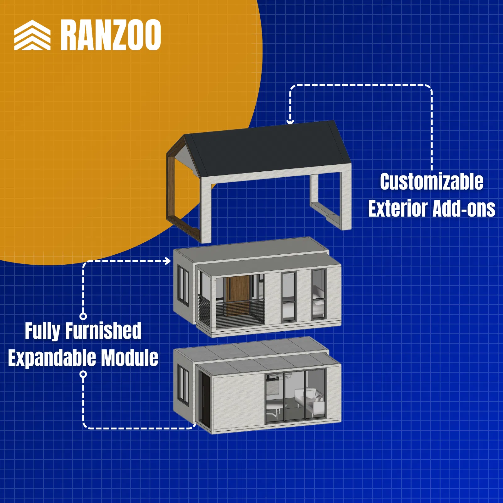 Ranzoo Portable  prefabricated Container prefab folding House smart Home with Solar Power and Free Design
