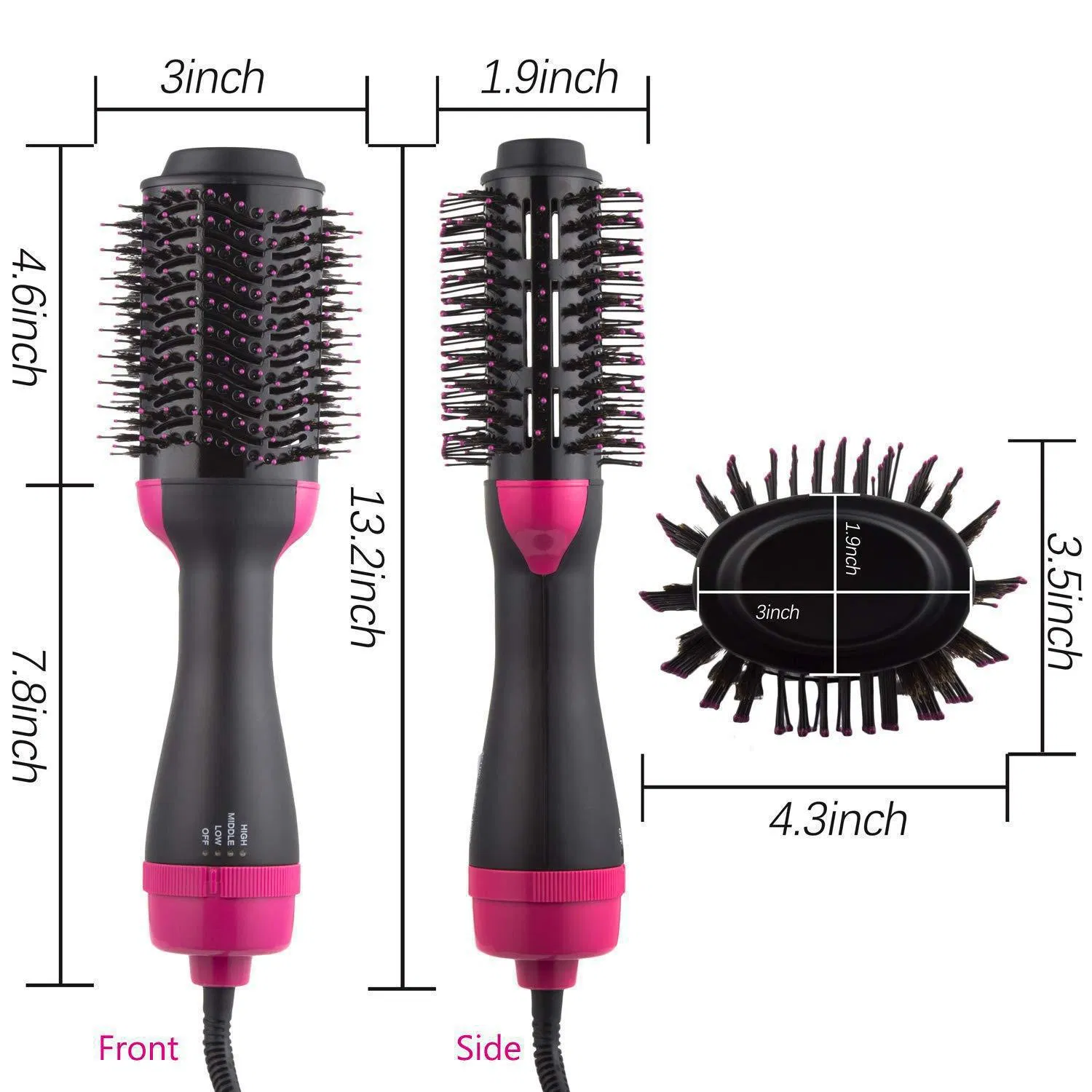 Air Hair Brush Negative Ionic Detachable Brush Head for Women Hair Dryer Straightener Curler Hot Air Brush