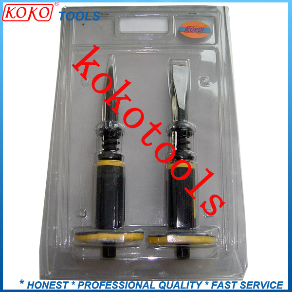 Double Color Plastic Rubber Handle 2PCS Stone Chisels Set