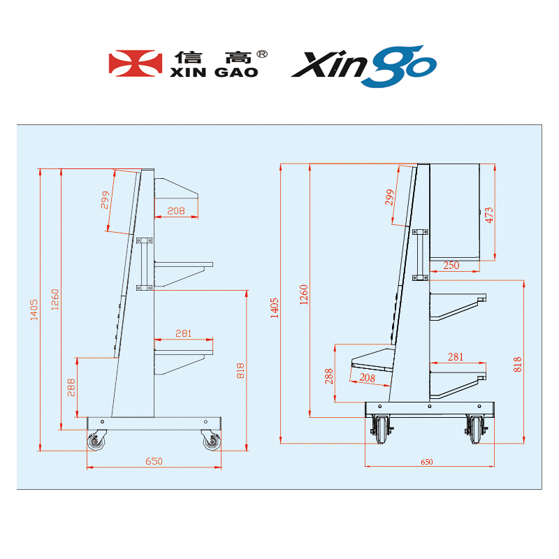 Moveable Material Shelf with Hook and Workbins