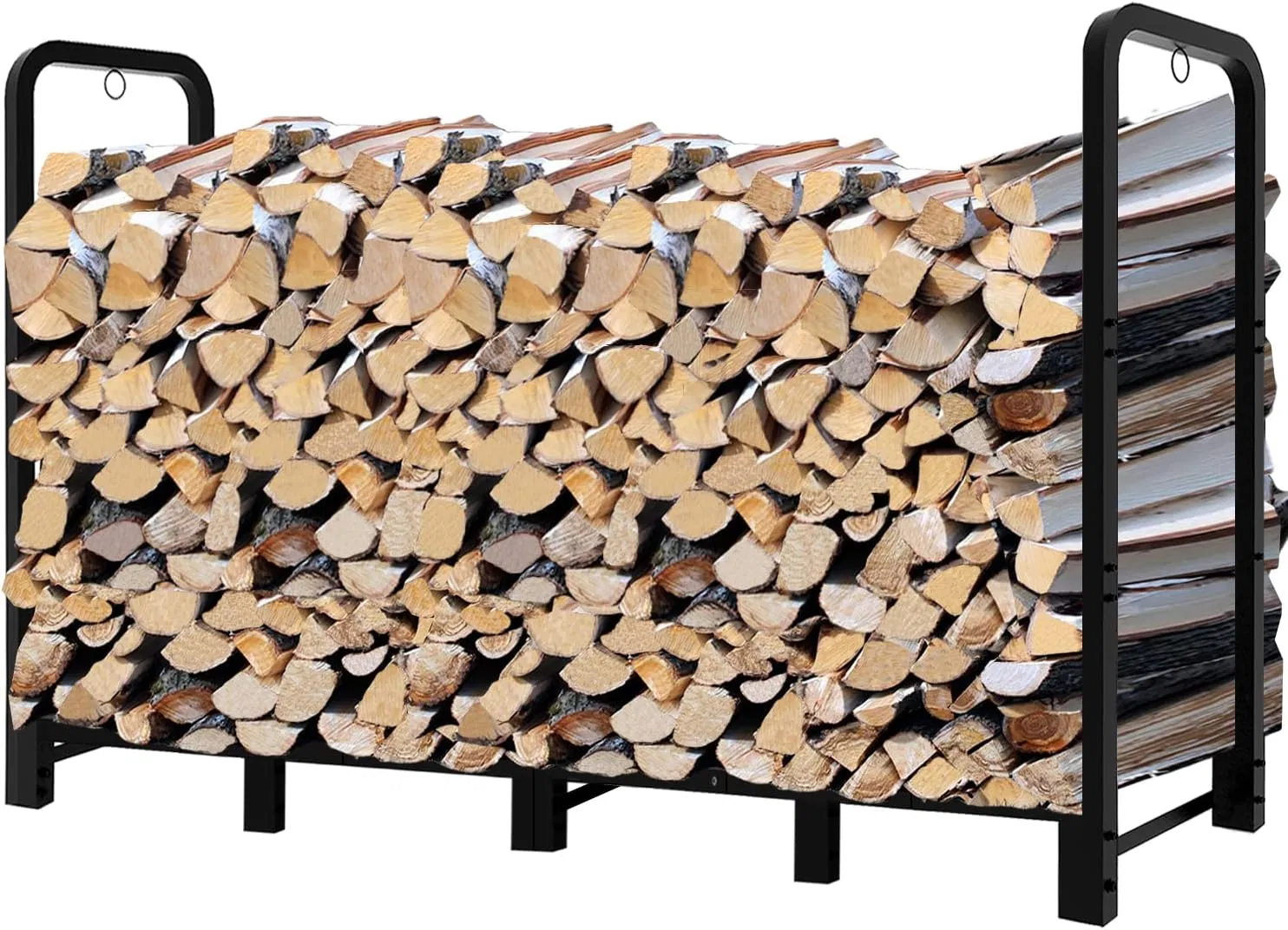 Steel Firewood Rack Freestanding Log Lumber Storage Fireplace Wood Tall Holder