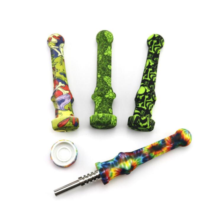 Silicone Nectar Printed Collector Pipe with 14mm Titanium Nail Smoking Accessories Pipe