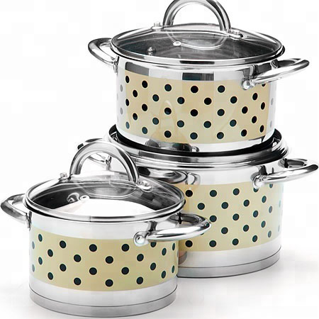 Набор кастрюль из нержавеющей стали с цветным покрытием