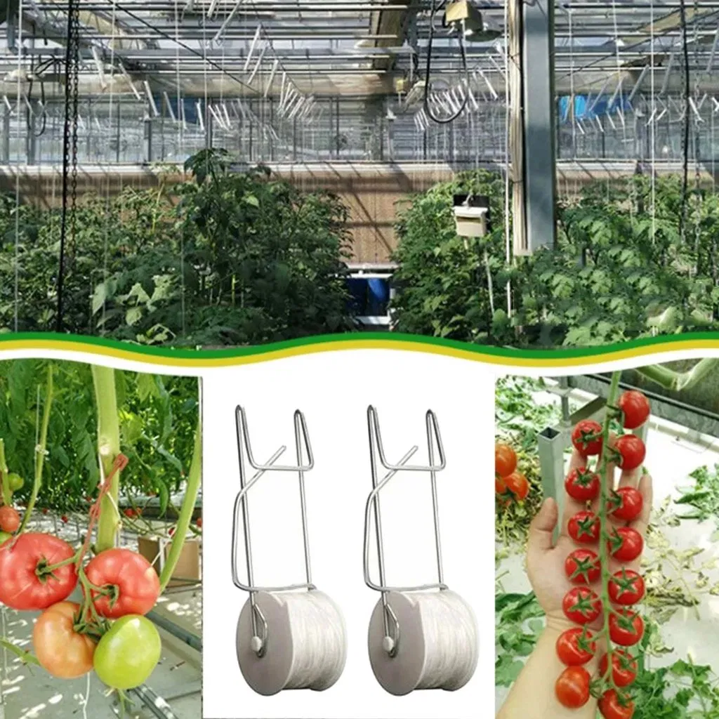 Tomato Trellis Roller Hooks with 15m Rope, Support Clamps for Farm Planting Fruit Tomato