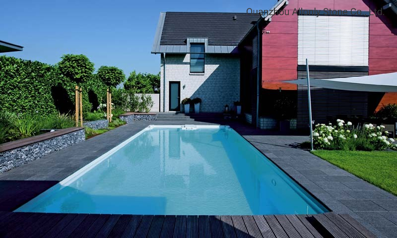 Bullnose G654 Padding Dark Granite Semi Inground Pool Border Coping Tile with Deck