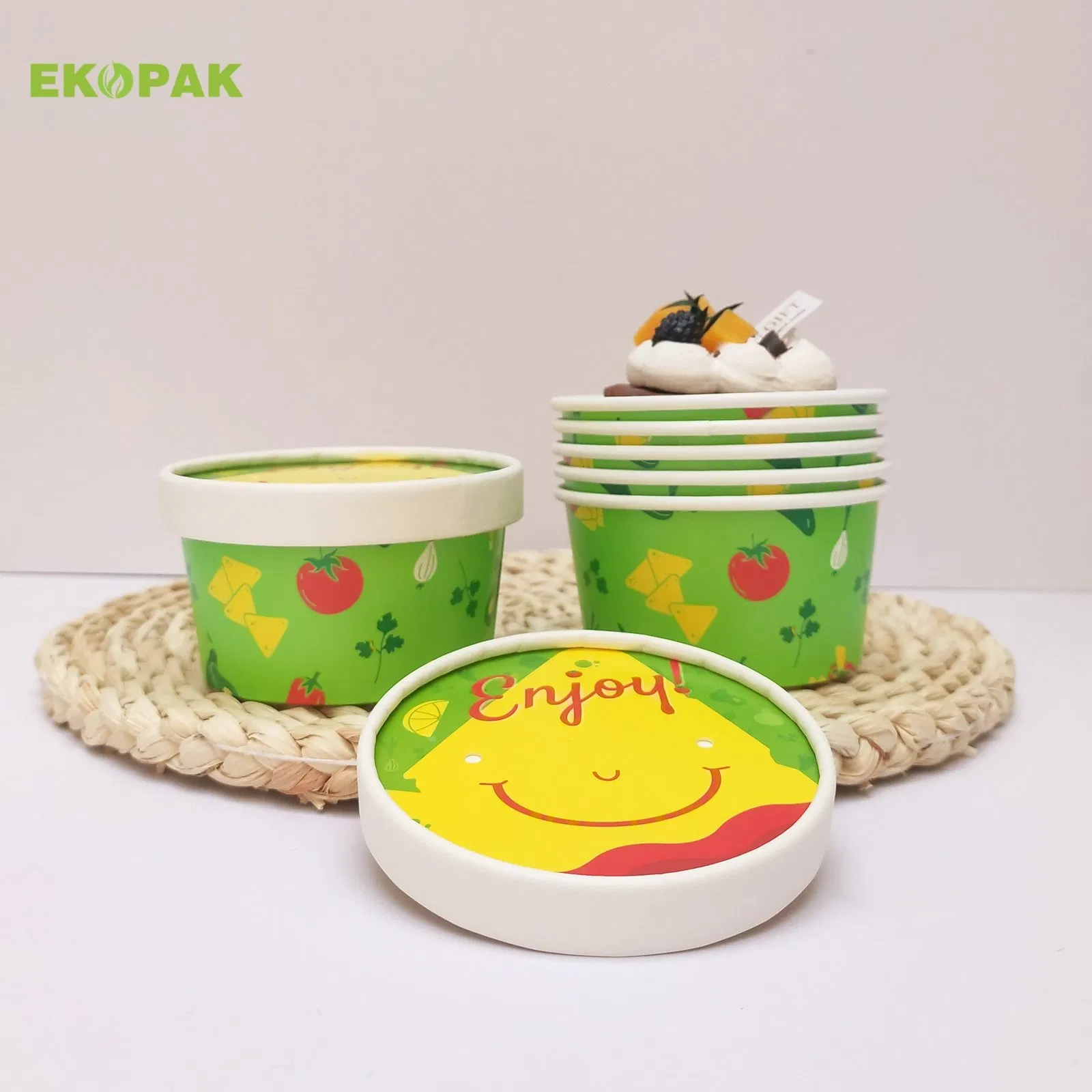 Disposable Frozen Yogurt Paper Cup Ice Cream Square Cup Packaging