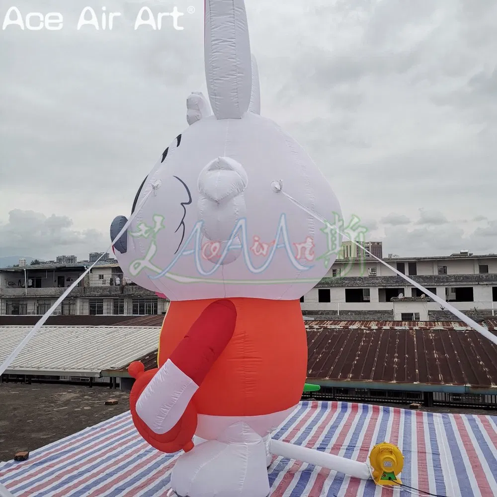 4m High Inflatable Cartoon Bunny Alice in Wonderland Inflatable Cute Rabbit Balloon for Party or Stage Display