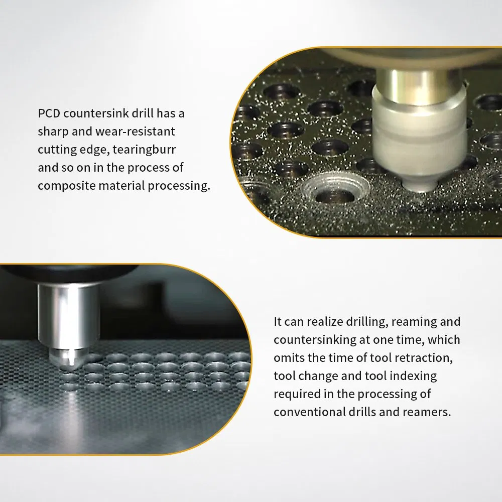 PCD Tipped Countersink PCD Carbon Fiber Thread Countersink Drill Bit for Process Rivet Holes in Aircraft Skins