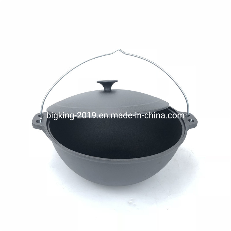Popular Preseasoned Non Stick Russian Cauldron Kazan Pot Wok with Cast Iron Cover in Russia Uzbek