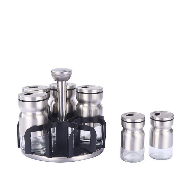 Household Kitchen Stainless Steel Rotating Seasoning and Spice Rack Storage