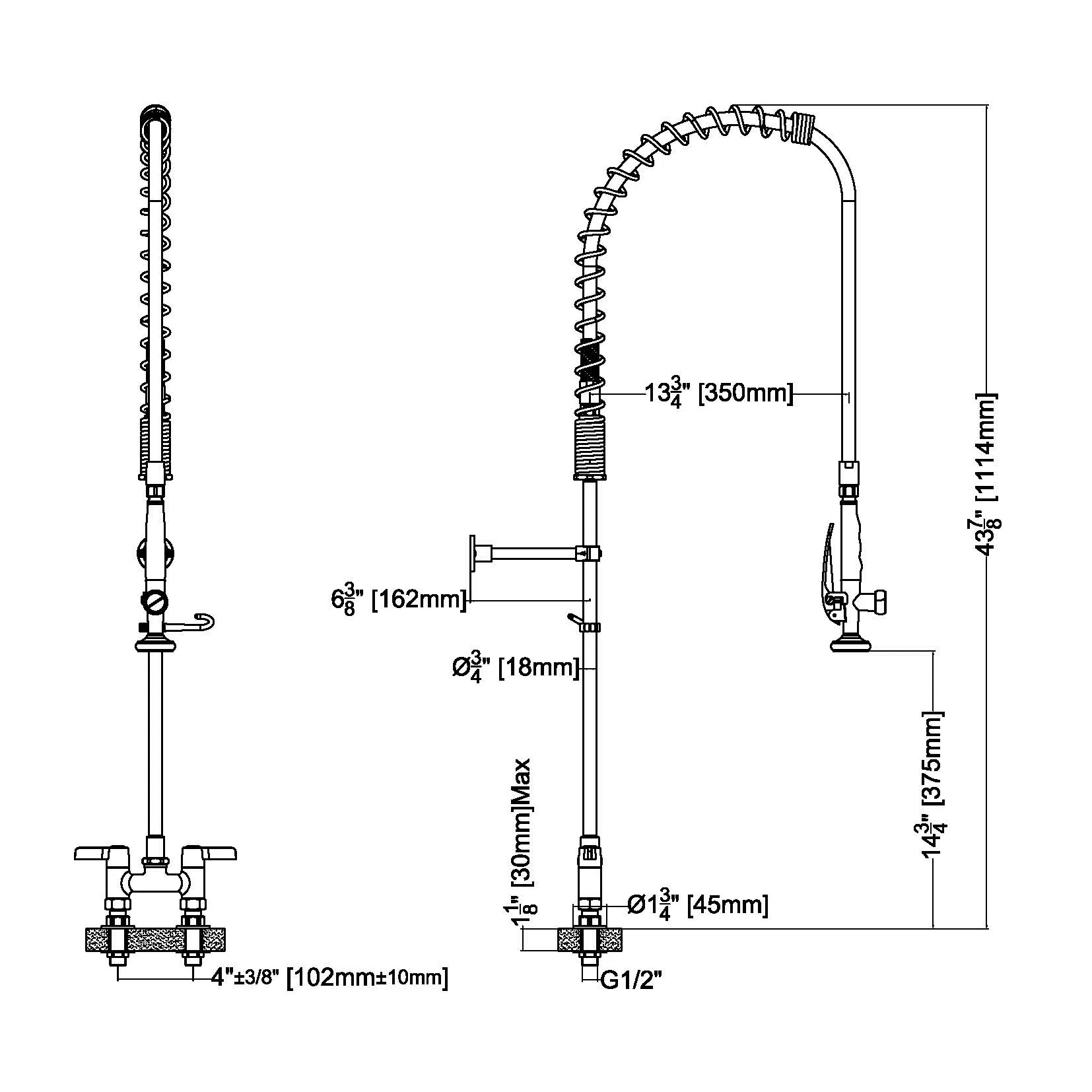 Commercial Kitchen Use Two Hole Spray Assembly for Cold Water