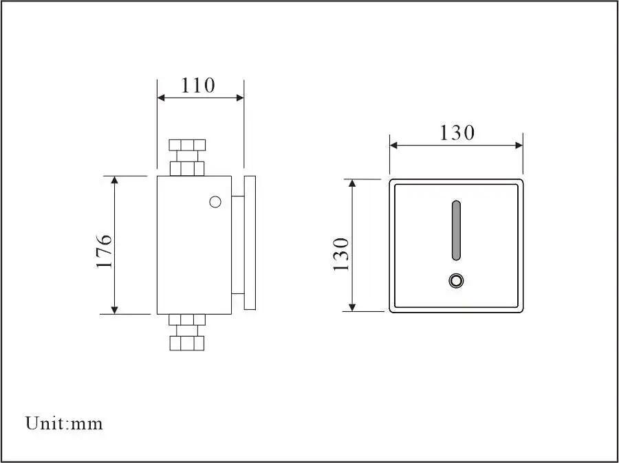 Push Button Auto Concealed Toilet Hands Free IR Sensor Flush Touch-Less Sensor Flush Valve