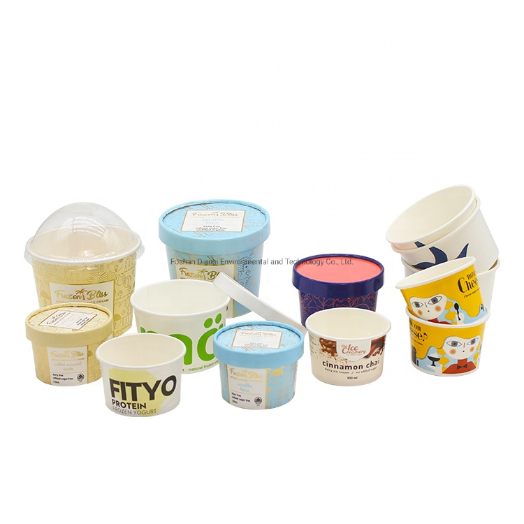 Disposable Paper Cup PLA Ice Cream Paper Cup Dessert Cup with Paper Lid