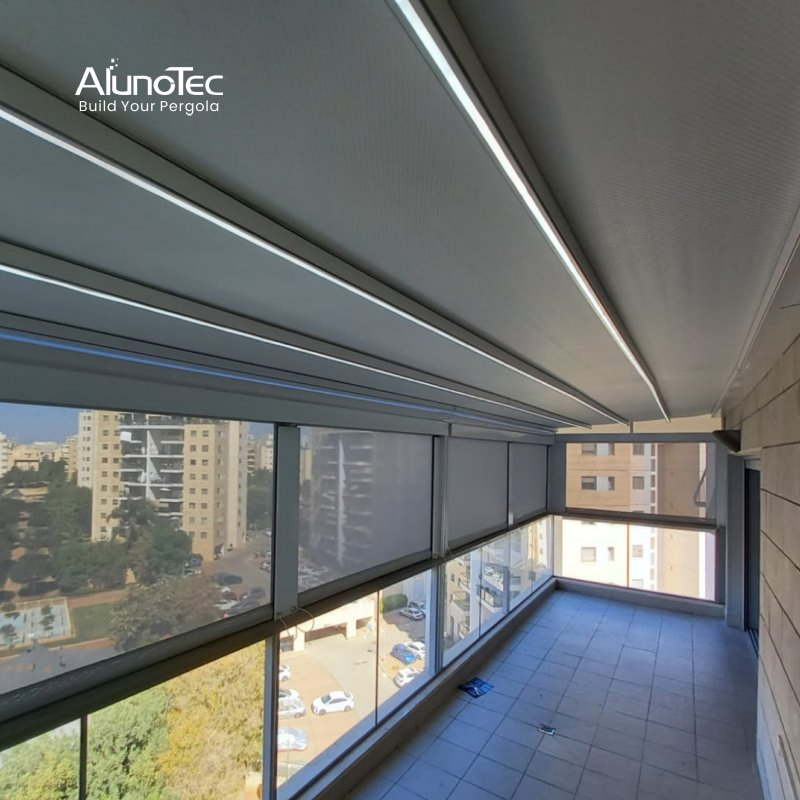 AlunoTec PVC Waterproof Electric Restaurant Patio Outdoor Retractable Roof Canopy Shade Awning