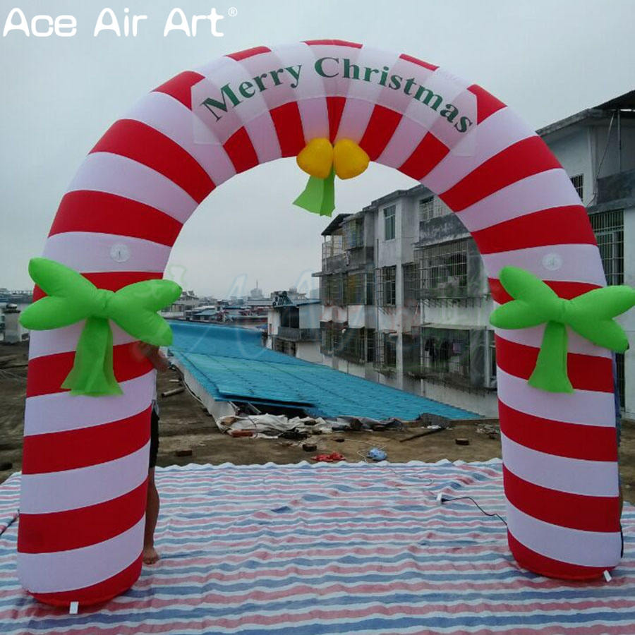 High Quality Custom Inflatable Candy Arch with Bells Christmas Party Decoration