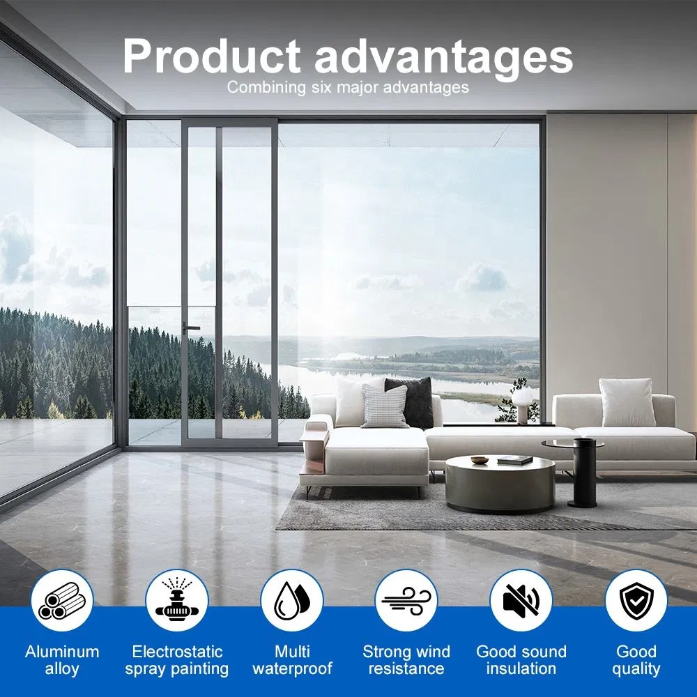 Low E Argon Double Glazed Fixed Soundproof Horizontal Hanging Aluminum Sliding Windows