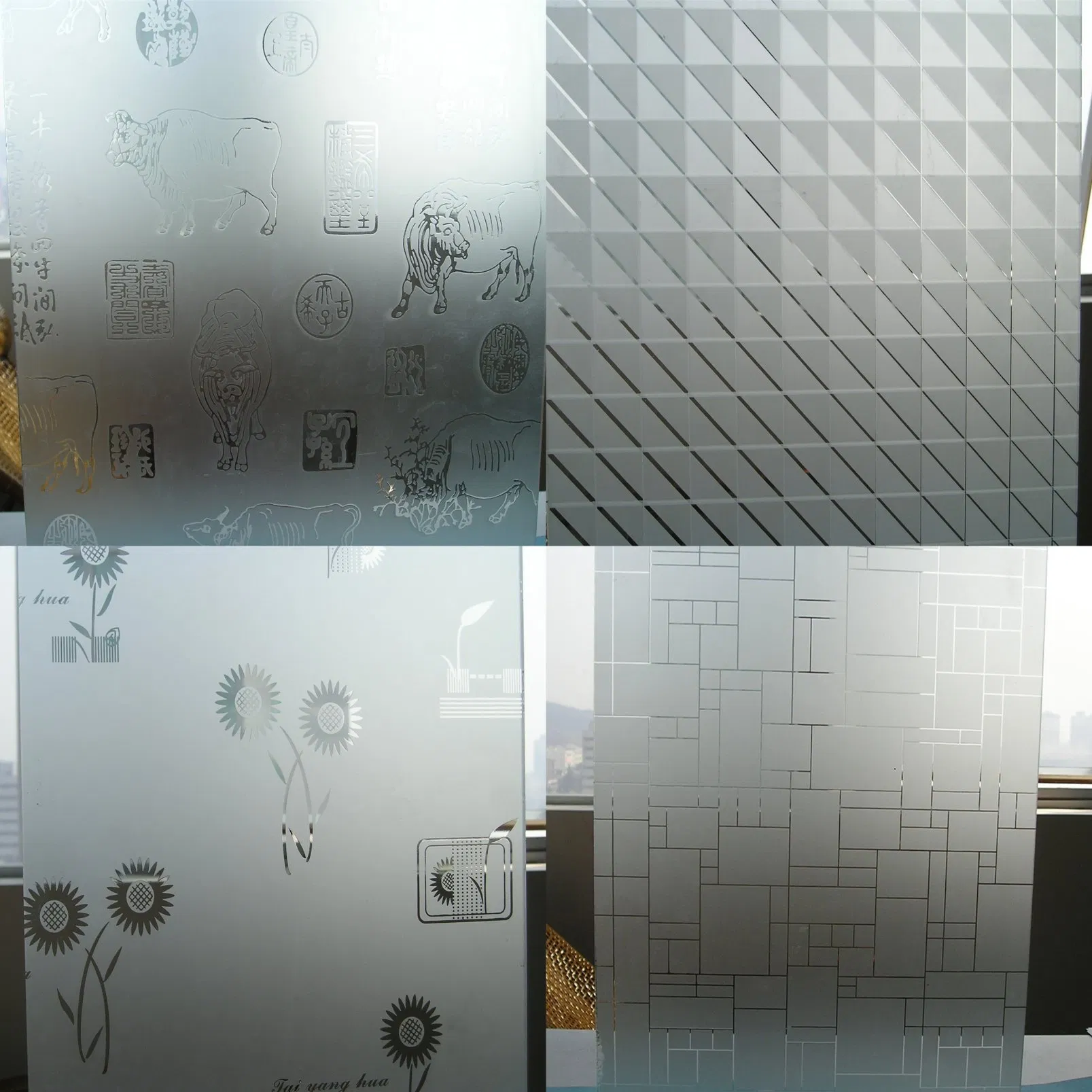 Art Sliding Frosted Glass Blocks for Room Divider Bathroom Window Shower Door Wardrobe