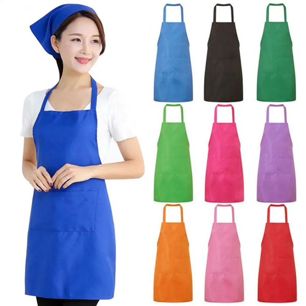 Different Color Cotton Polyester Non Woven Promotional Custom Printed Kitchen Apron