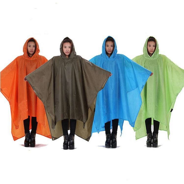 Rain Poncho with Adjustable Drawstring Hood for Motorcycle