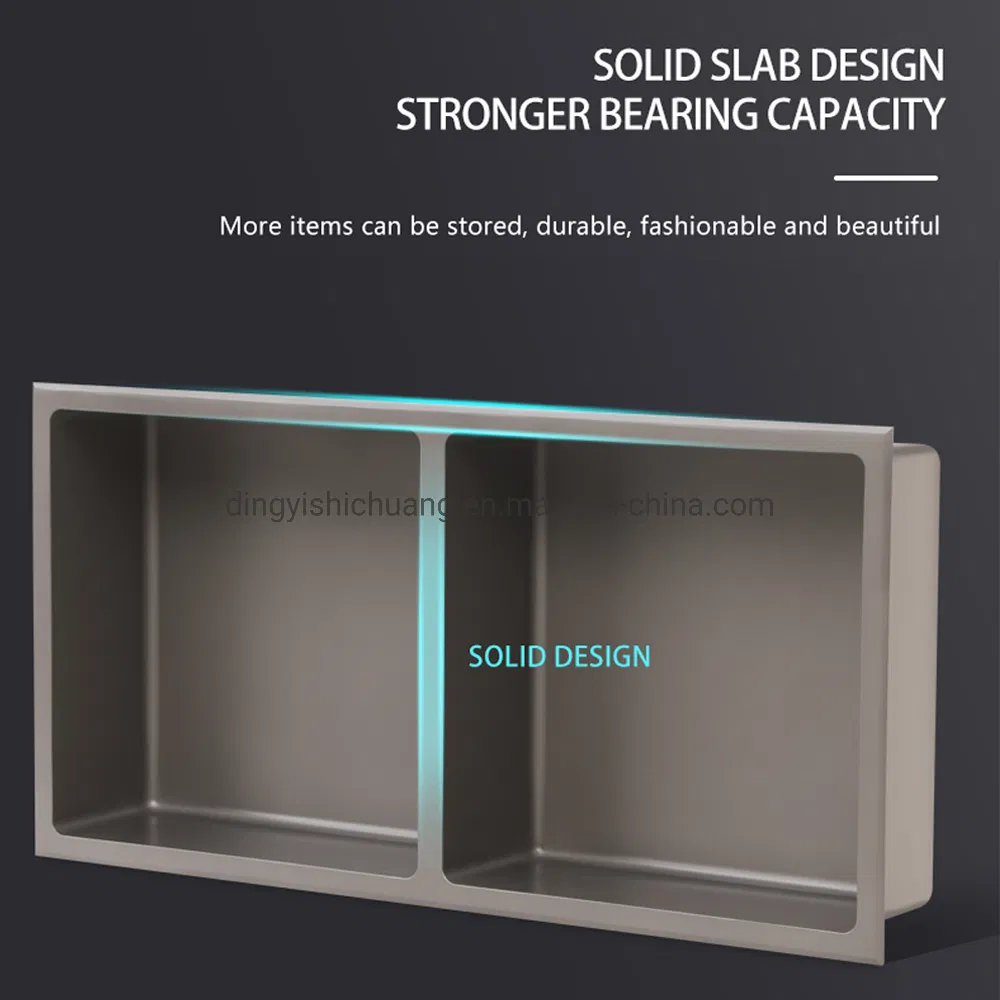 Shower Niche Double Shelf Organizer Stainless Steel Wall-Inserted Niche Modern Recessed