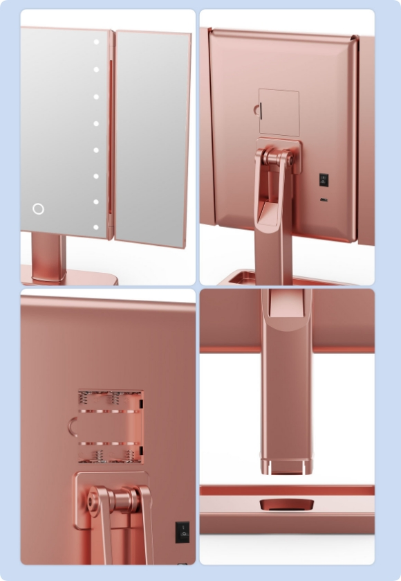 Hot Selling Touch Screen Trifold Vanity LED Desk 1X 2X 3X Magnifying Make up Vanity Mirror